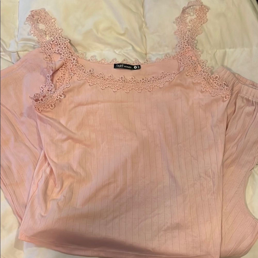 Tart Women's Pink Lace Trim Top and sleep pants XL